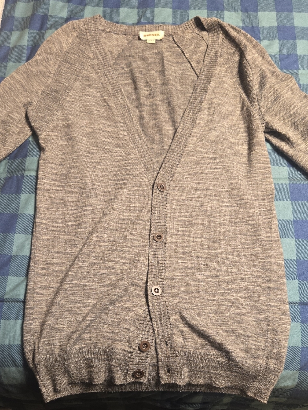 Diesel Men's Heather Gray V-Neck Button Cardigan
